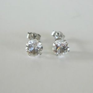 14k Solid White Gold Sapphire Earrings